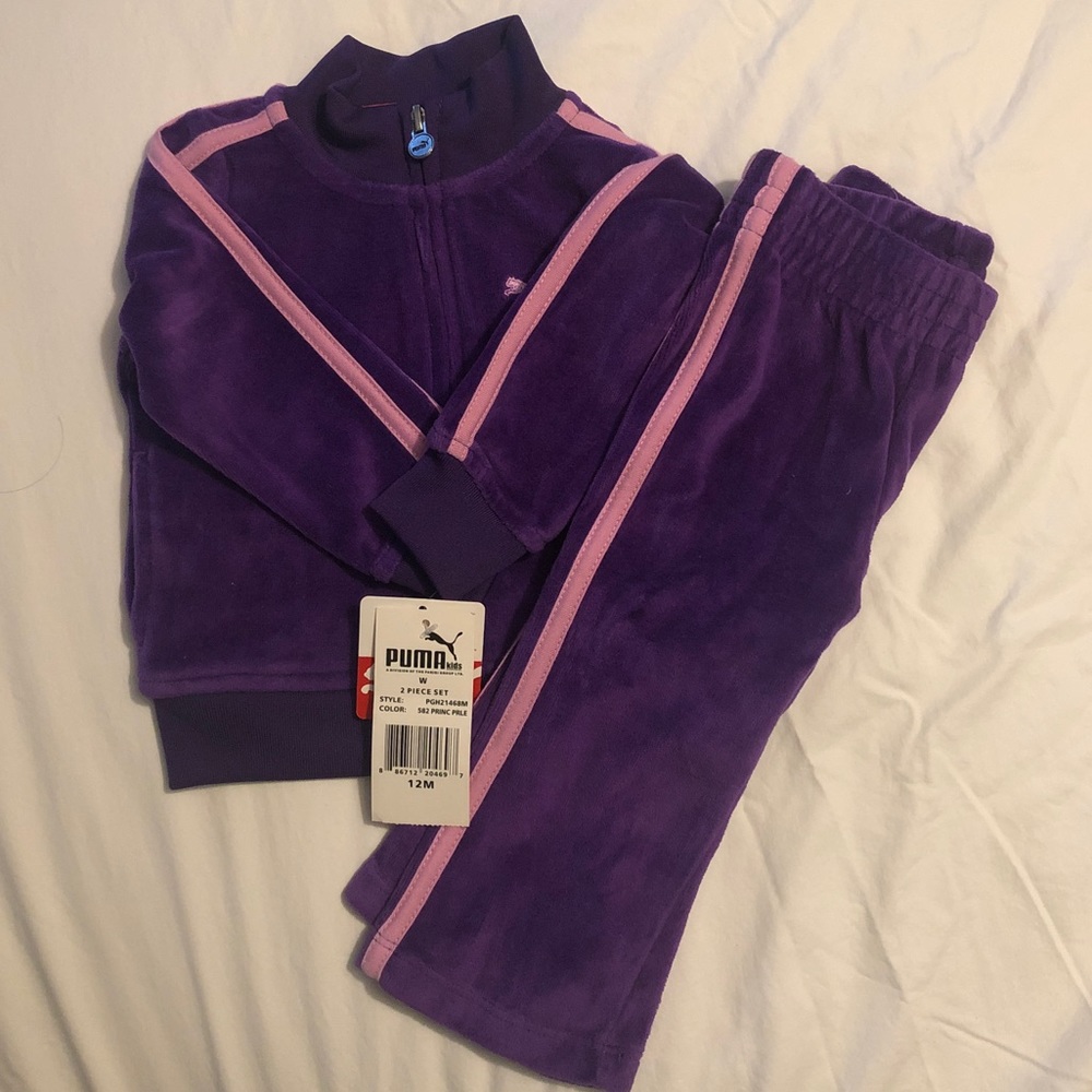NWT Puma purple velour tracksuit size 12 months